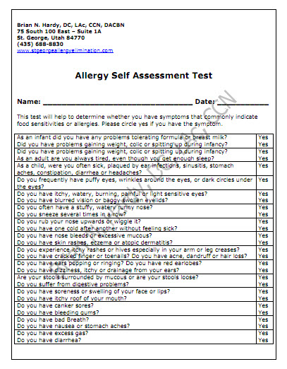Allergy Self Assessment Test